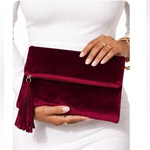 Ashro Burgundy Clutch with Tassel